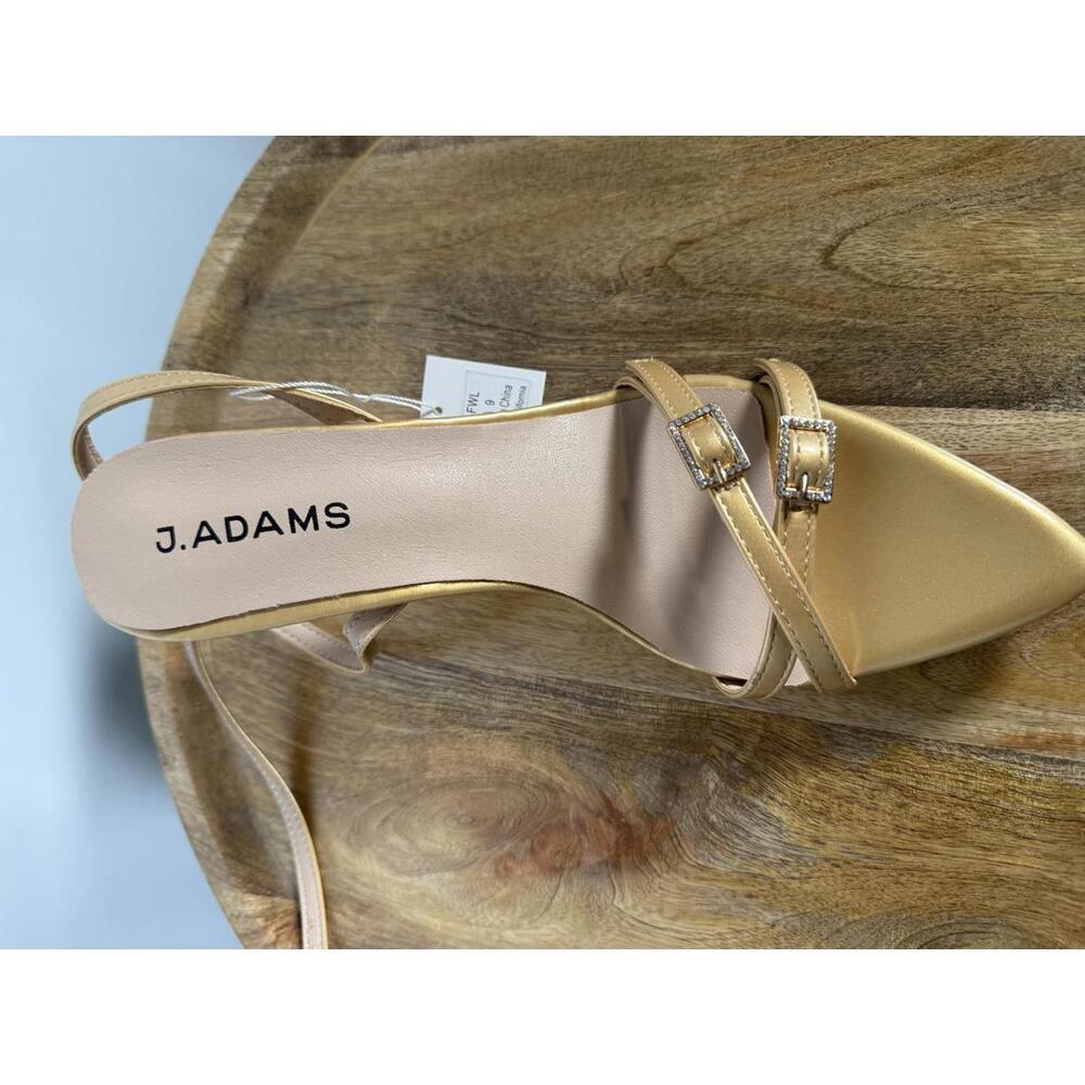 J.Adams Layla Gold PU Rhinestone Strap Heels Women's Size US 9 NWB - Picture 8 of 10